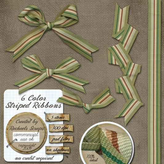6 Color Striped Ribbons