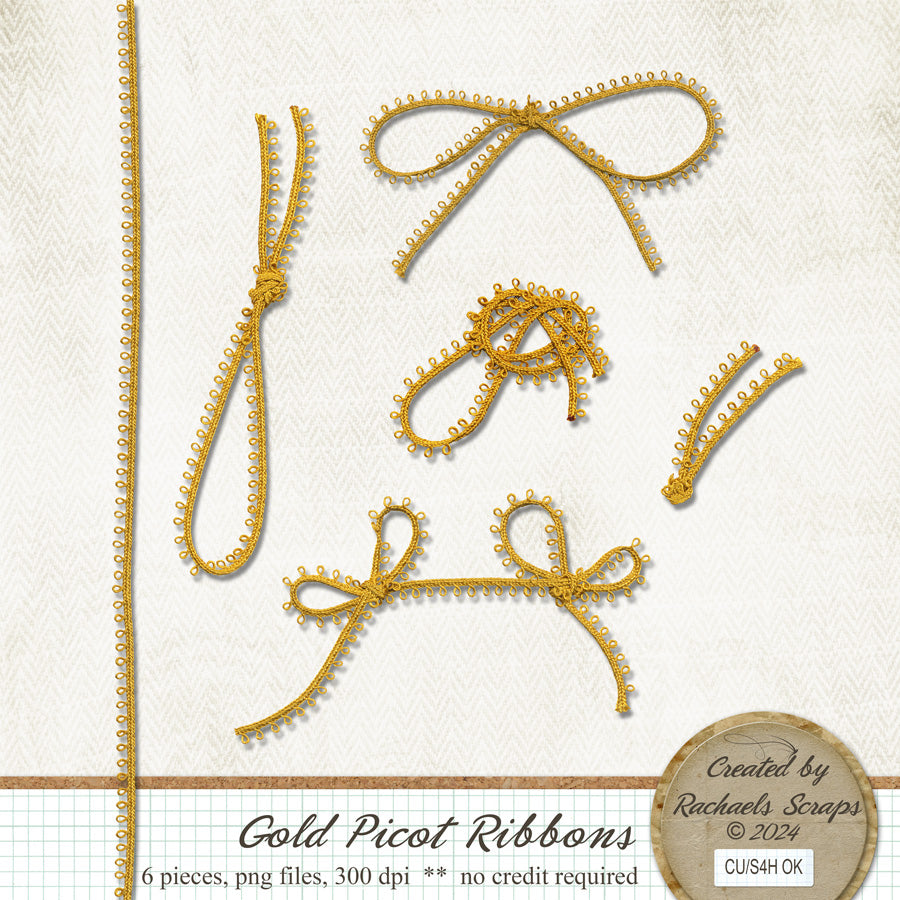 Gold Picot Ribbons