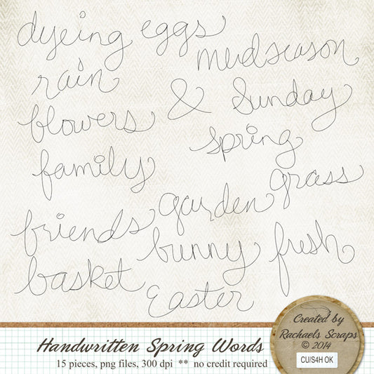 Handwritten Spring Words
