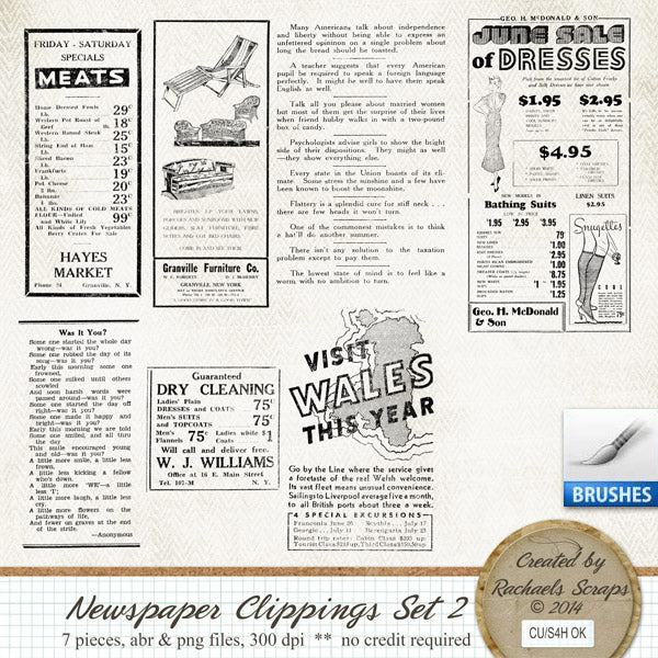 Antique Newspaper Brushes, Volume 02 (Brush and PNG)