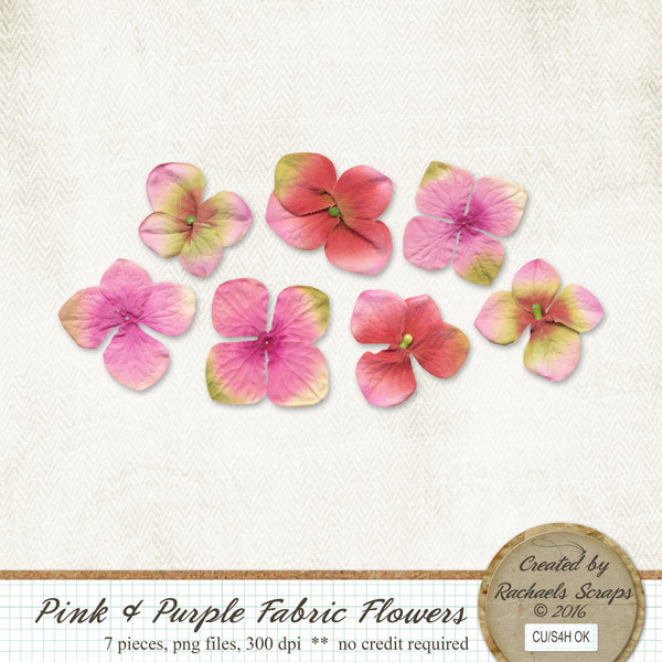 Pink & Purple Fabric Flowers