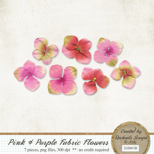 Pink & Purple Fabric Flowers