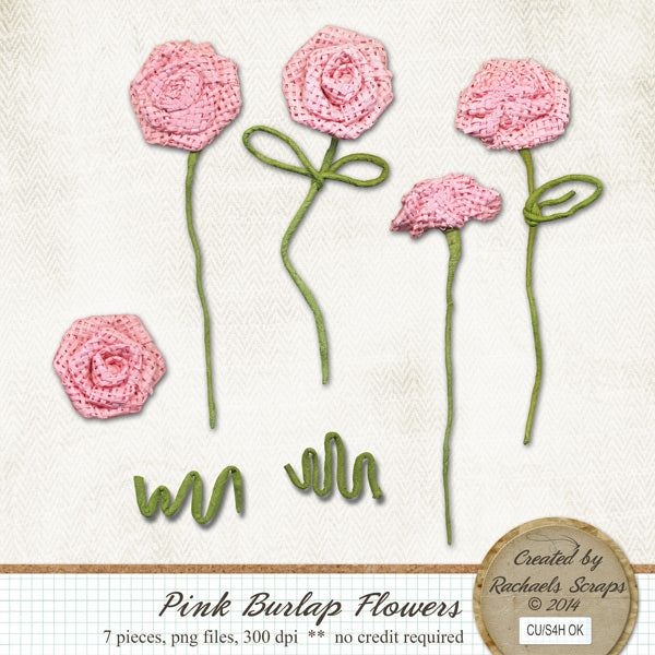 Pink Burlap Flowers