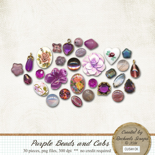 Purple Beads and Cabs