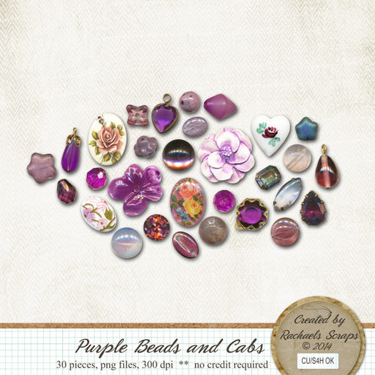 Purple Beads and Cabs