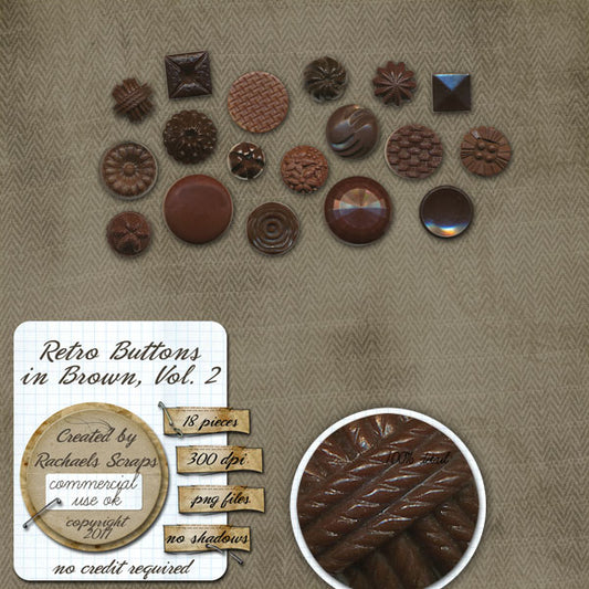 Retro Buttons in Brown, Volume 02