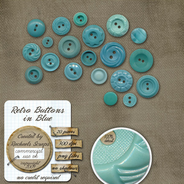 Retro Buttons in Blue, Volume 01