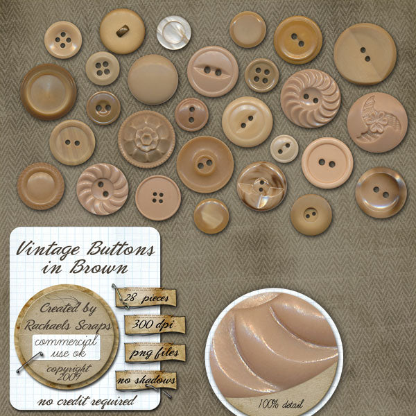 Retro Buttons in Brown, Volume 01