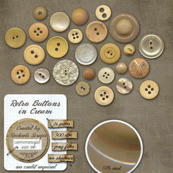 Retro Buttons in Cream