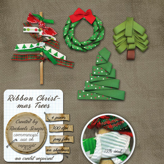 Ribbon Christmas Trees & Wreath