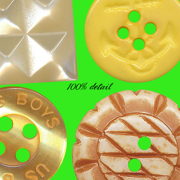 Vintage Buttons in Tan & Yellow