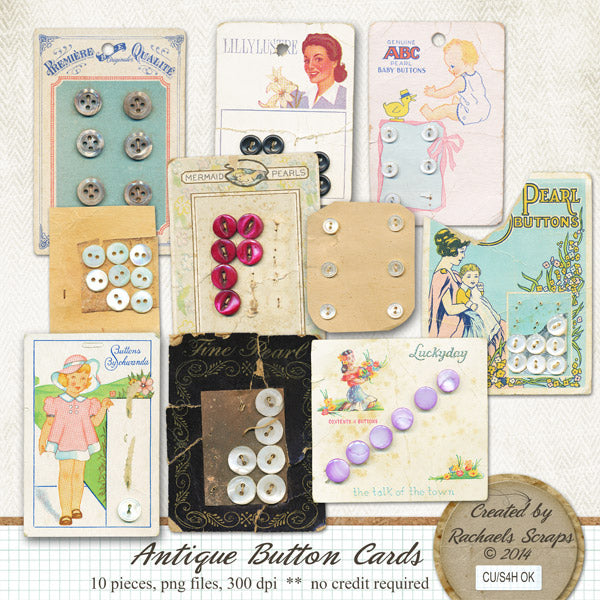 Antique Button Cards, Volume 01