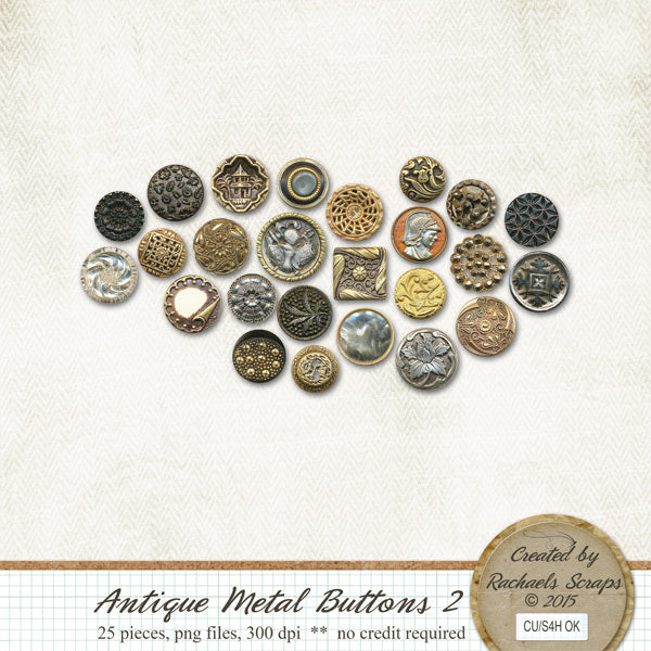 Antique Metal Buttons, Volume 02