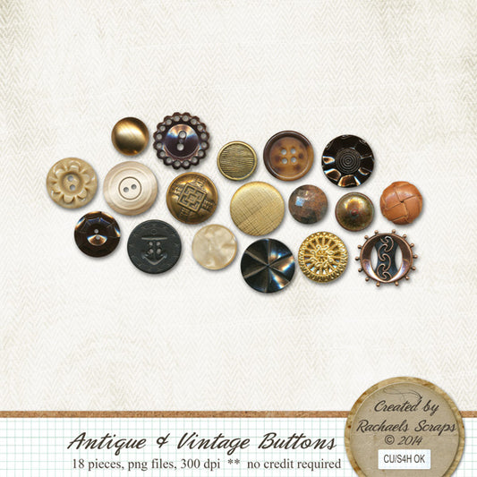 Antique & Vintage Buttons, Volume 01