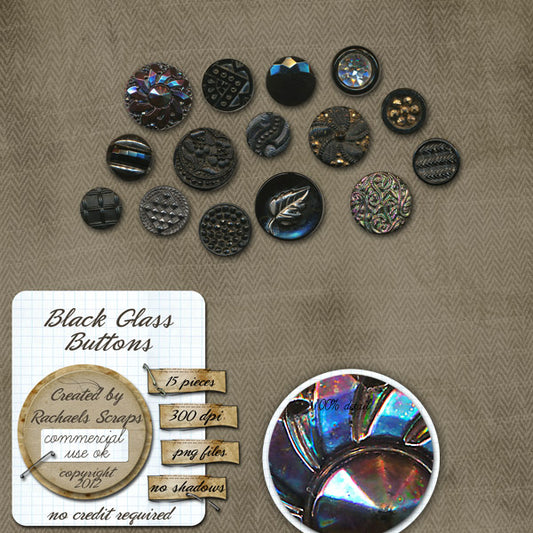 Black Glass Buttons