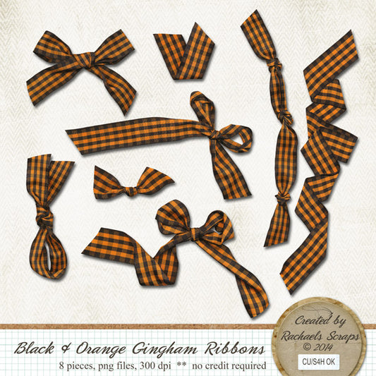 Black & Orange Gingham Ribbons