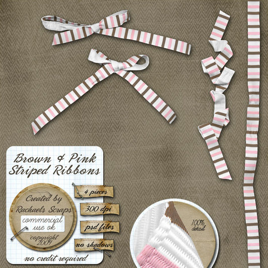 Brown and Pink Striped Ribbons