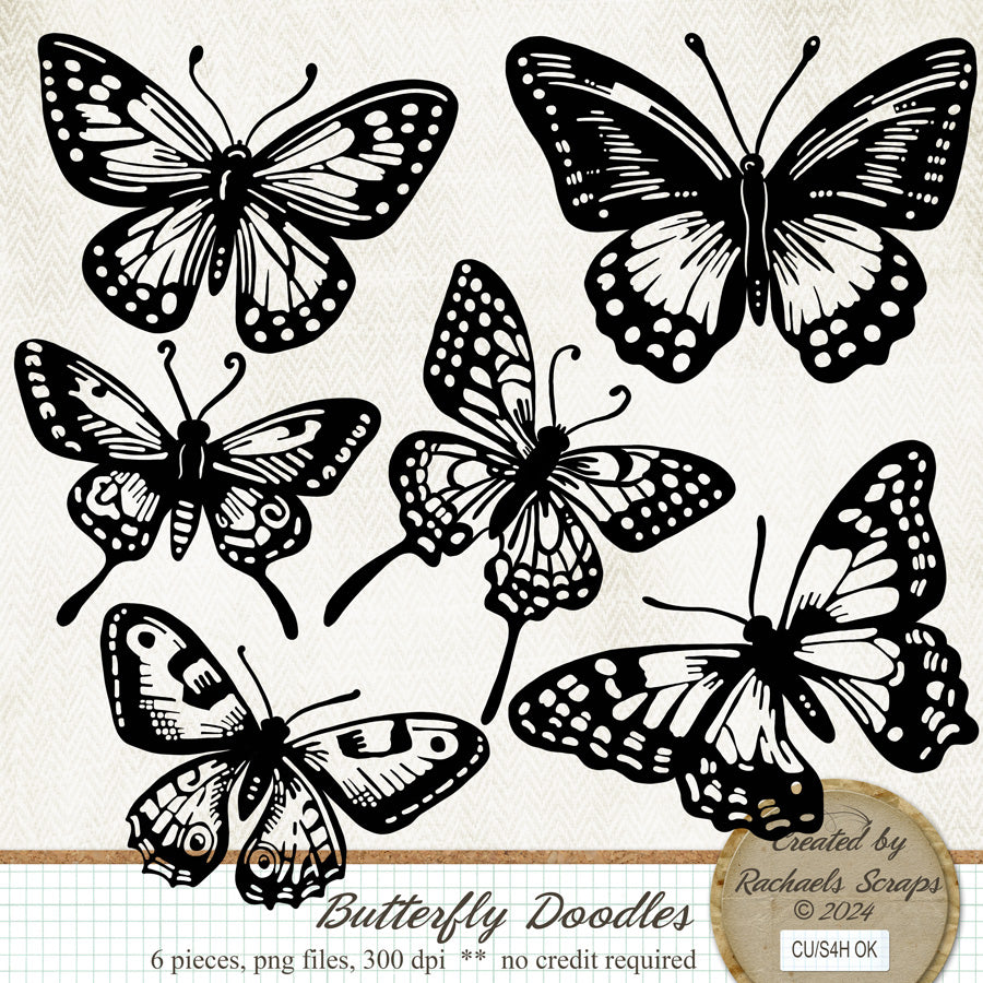 Butterfly Doodles – Rachael's Scraps Store
