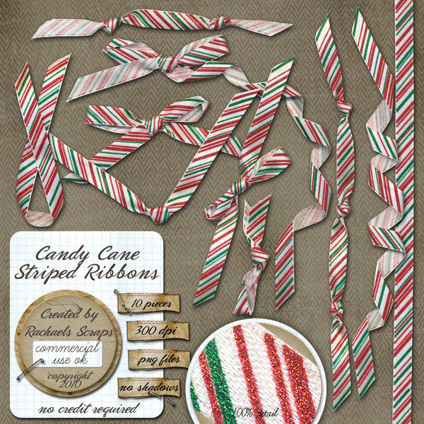 Candy Cane Striped Ribbons