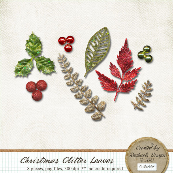 Christmas Glitter Leaves