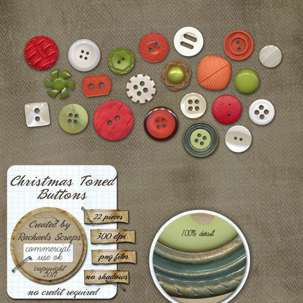 Christmas Toned Buttons