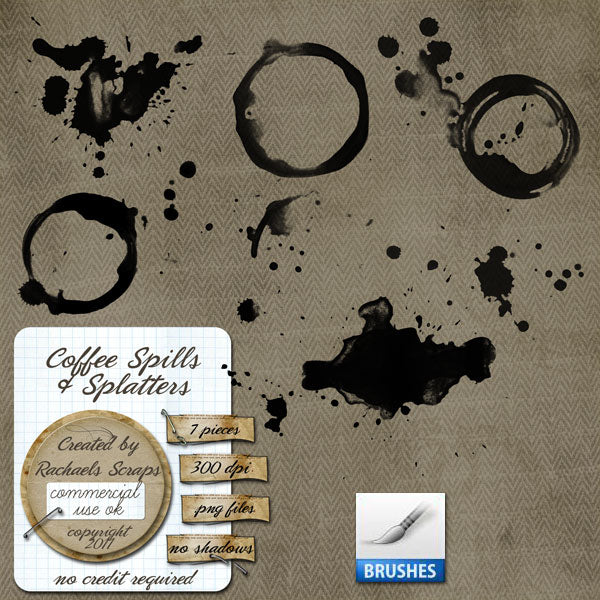 Coffee Spill Brushes (Brush Set and PNG)