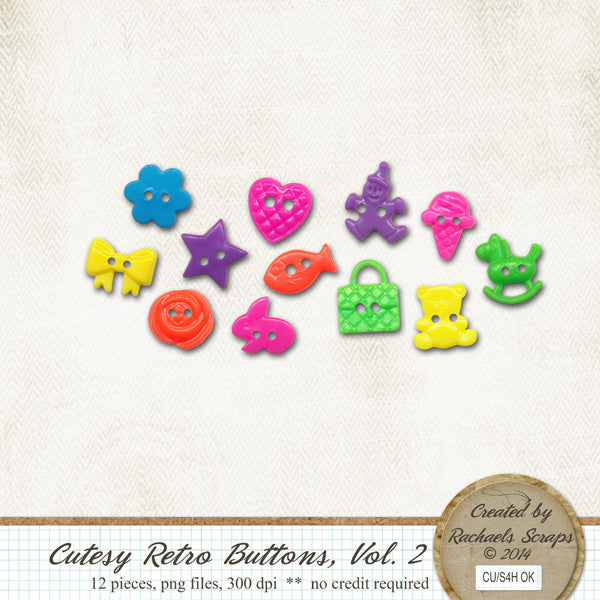 Cutesy Retro Buttons, Volume 02