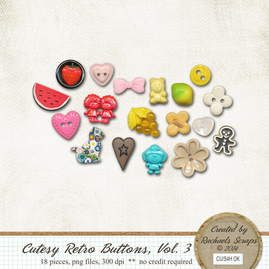 Cutesy Retro Buttons, Volume 03