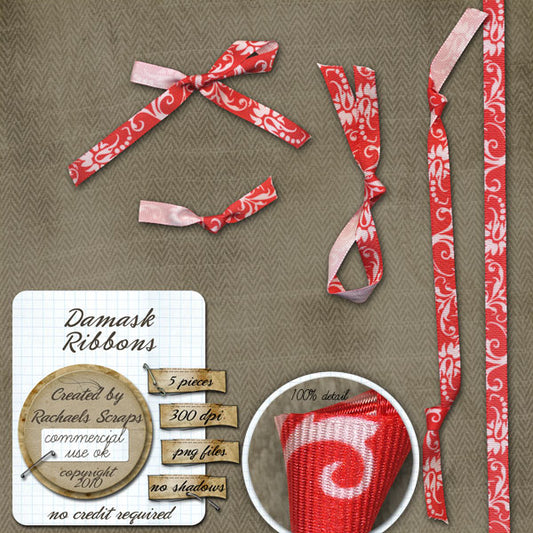 Christmas Damask Ribbons