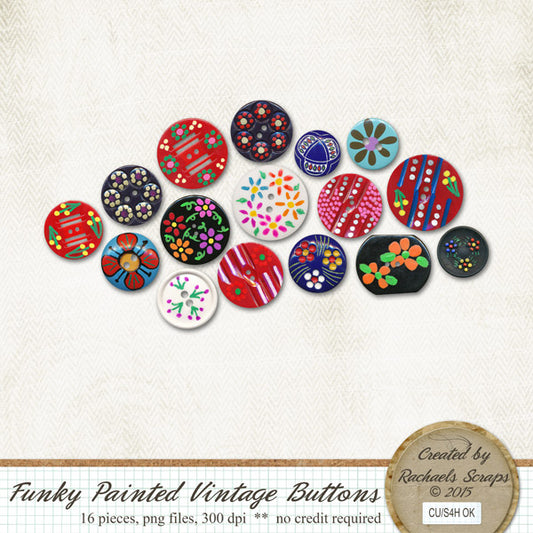 Funky Painted Vintage Buttons