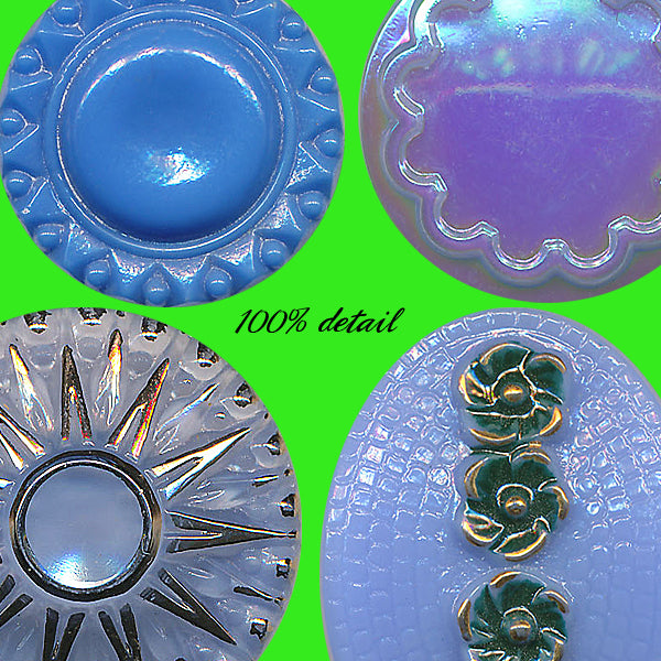 Green & Blue Glass Buttons