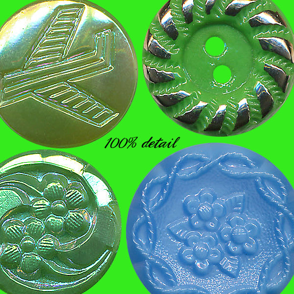 Green & Blue Glass Buttons