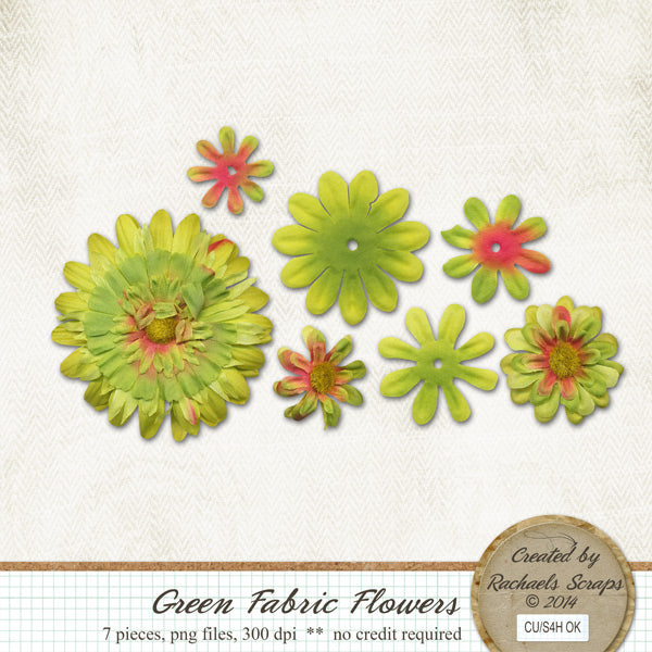 Green Fabric Flowers