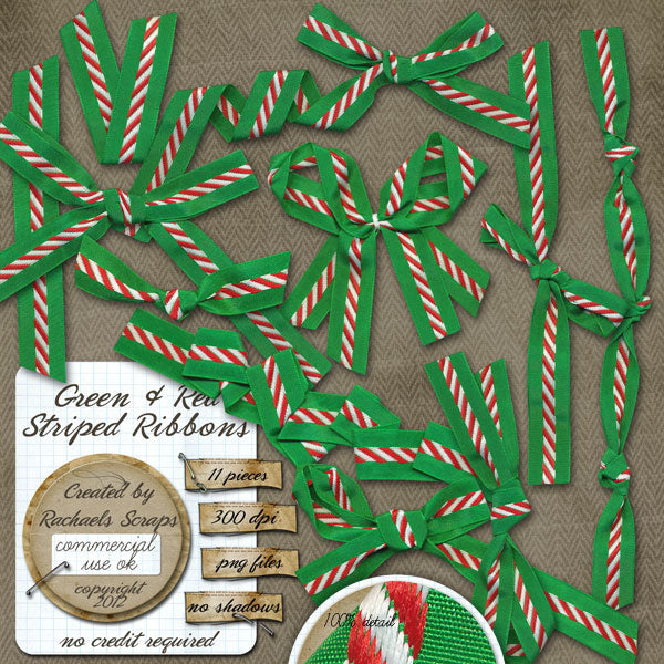 Green & Red Striped Ribbons