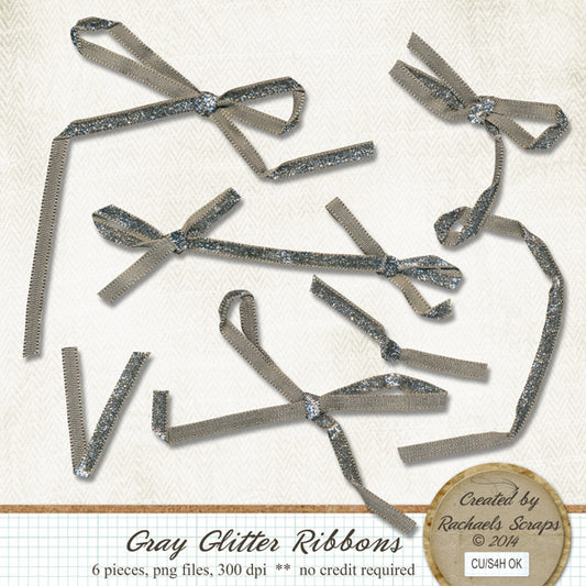 Gray Glitter Ribbons