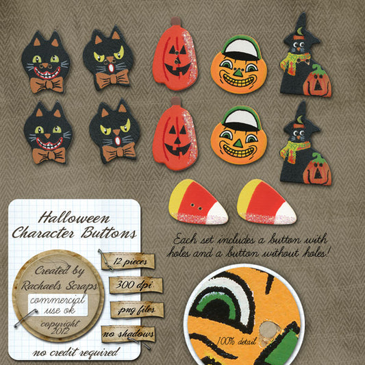 Halloween Character Buttons