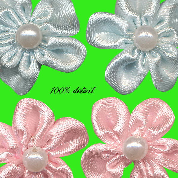 Handmade Ribbon Blooms with Pearls