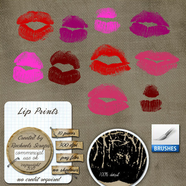 Lip Prints (Brush Set and PNG)