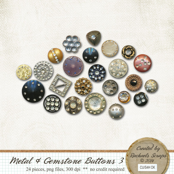 Metal & Gemstone Buttons, Volume 03