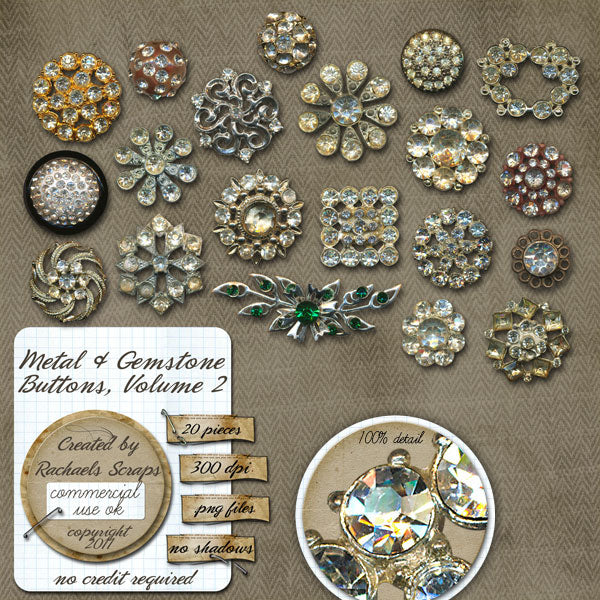 Metal & Gemstone Buttons, Volume 02