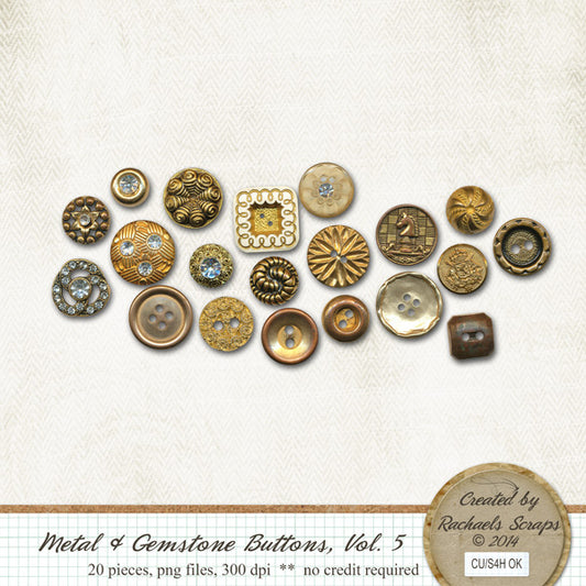 Metal & Gemstone Buttons, Volume 05