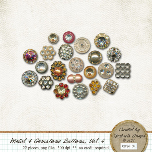 Metal & Gemstone Buttons, Volume 04