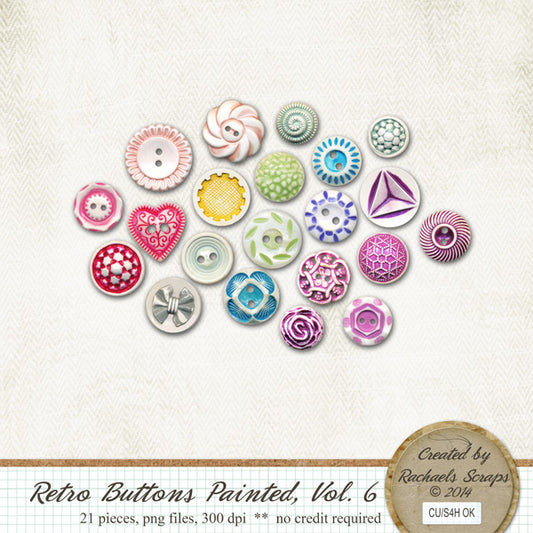 Retro Buttons Painted, Volume 06