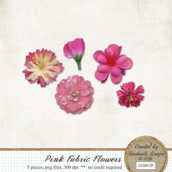 Pink Fabric Flowers, Volume 01