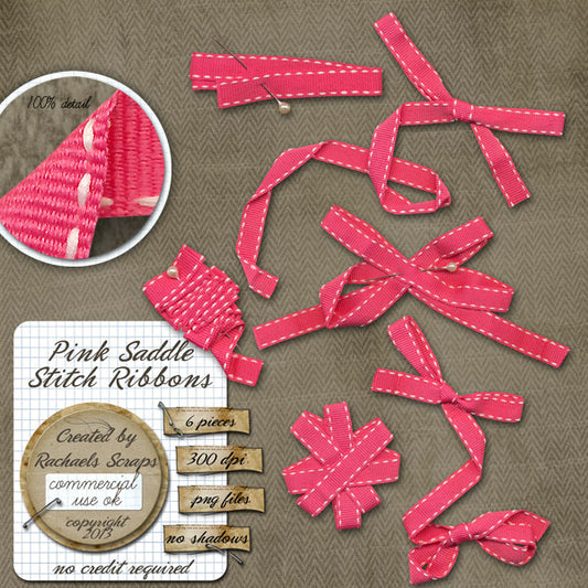 Pink Saddle Stitched Ribbons