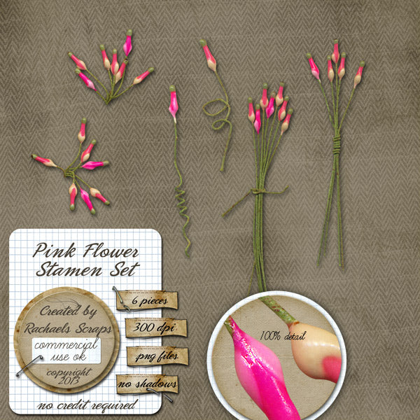 Pink Flower Stamens Set