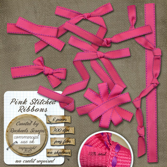 Pink Stitched Ribbons