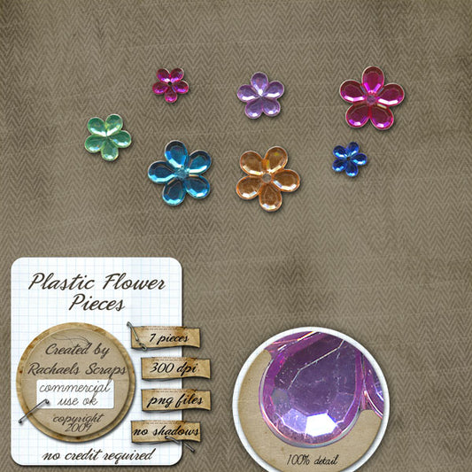 Plastic Flower Pieces (Rhinestones)