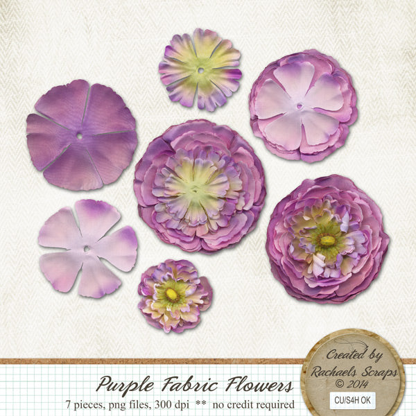 Purple Fabric Flowers