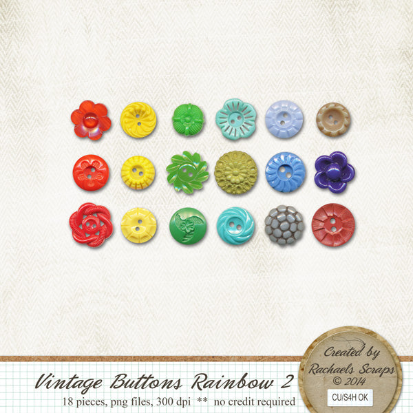 Vintage Buttons Rainbow, Volume 02